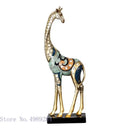 GobekUsa Giraffe Mother and Child Painted Sculpture - Modern Home Decoration Golden Ornament