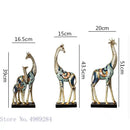 GobekUsa Giraffe Mother and Child Painted Sculpture - Modern Home Decoration Golden Ornament