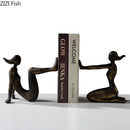 GobekUsa Girl Statue Bookends Decor Resin Decoration for Desk, Bookcase, Library