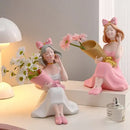 GobekUsa Girl Statues Vase Ornaments Office Decor Figurines TV Cabinets Floral Accessories