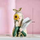 GobekUsa Girl Statues Vase Ornaments Office Decor Figurines TV Cabinets Floral Accessories