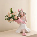 GobekUsa Girl Statues Vase Ornaments Office Decor Figurines TV Cabinets Floral Accessories