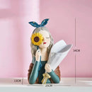 GobekUsa Girl Statues Vase Ornaments Office Decor Figurines TV Cabinets Floral Accessories