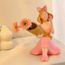 GobekUsa Girl Statues Vase Ornaments Office Decor Figurines TV Cabinets Floral Accessories