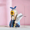 GobekUsa Girl Statues Vase Ornaments Office Decor Figurines TV Cabinets Floral Accessories