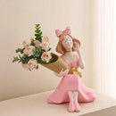 GobekUsa Girl Statues Vase Ornaments Office Decor Figurines TV Cabinets Floral Accessories