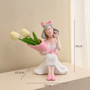 GobekUsa Girl Statues Vase Ornaments Office Decor Figurines TV Cabinets Floral Accessories