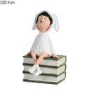 GobekUsa Girls and Books Resin Sculpture Figure for Modern Room Decor
