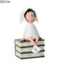GobekUsa Girls and Books Resin Sculpture Figure for Modern Room Decor