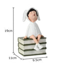 GobekUsa Girls and Books Resin Sculpture Figure for Modern Room Decor