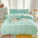 GobekUsa Girls Bubble Gauze Bedding Set, Soft Summer Comforter Cover Kit, Skin-Friendly Easy Sleep