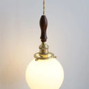 GobekUsa Glabe LED Pendant Lamp Walnut Wood Copper Modern Hanging Light Fixture