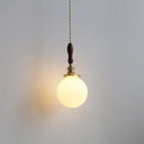 GobekUsa Glabe LED Pendant Lamp Walnut Wood Copper Modern Hanging Light Fixture