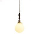 GobekUsa Glabe LED Pendant Lamp Walnut Wood Copper Modern Hanging Light Fixture