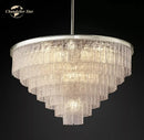 GobekUsa Glace Modern Glass Chandelier for Living Dining Room, Farmhouse Hanging Lamp