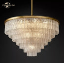 GobekUsa Glace Modern Glass Chandelier for Living Dining Room, Farmhouse Hanging Lamp