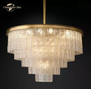 GobekUsa Glace Modern Glass Chandelier for Living Dining Room, Farmhouse Hanging Lamp