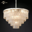 GobekUsa Glace Modern Glass Chandelier for Living Dining Room, Farmhouse Hanging Lamp