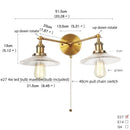 GobekUsa Glass 2-Light Wall Sconce with Pull Chain Switch for Bedroom and Bathroom