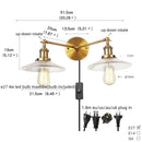 GobekUsa Glass 2-Light Wall Sconce with Pull Chain Switch for Bedroom and Bathroom