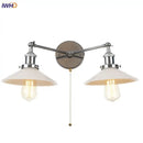 GobekUsa Glass 2-Light Wall Sconce with Pull Chain Switch for Bedroom and Bathroom