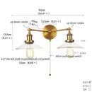 GobekUsa Glass 2-Light Wall Sconce with Pull Chain Switch for Bedroom and Bathroom