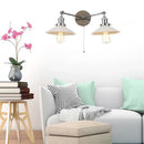 GobekUsa Glass 2-Light Wall Sconce with Pull Chain Switch for Bedroom and Bathroom