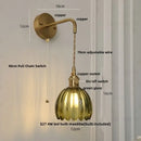 GobekUsa Glass Adjustable LED Wall Lamp with Pull Chain Switch, Modern Nordic Design