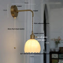 GobekUsa Glass Adjustable LED Wall Lamp with Pull Chain Switch, Modern Nordic Design