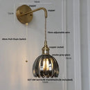 GobekUsa Glass Adjustable LED Wall Lamp with Pull Chain Switch, Modern Nordic Design
