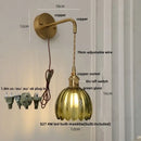 GobekUsa Glass Adjustable LED Wall Lamp with Pull Chain Switch, Modern Nordic Design