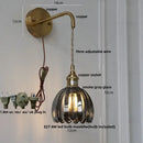 GobekUsa Glass Adjustable LED Wall Lamp with Pull Chain Switch, Modern Nordic Design