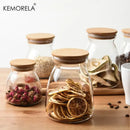 Glass airtight canister with bamboo lid kitchen storage jar by Decorbites