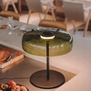 GobekUsa Glass Amber Green LED Table Lamp Nightstand Bedroom Living Room Decor