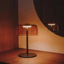 GobekUsa Glass Amber Green LED Table Lamp Nightstand Bedroom Living Room Decor