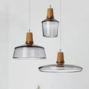 GobekUsa Glass and Wood Pendant Light for Modern American Retro Dining Loft Decor