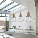 GobekUsa Glass and Wood Pendant Light for Modern American Retro Dining Loft Decor