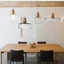 GobekUsa Glass and Wood Pendant Light for Modern American Retro Dining Loft Decor