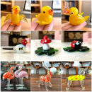Red & yellow mosaic glass crab animal figurines living room decor by Decorbites