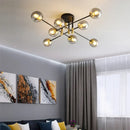 GobekUsa Glass Ball Black Chandelier - Nordic Round Dining Table Ceiling Chandelier