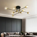 GobekUsa Glass Ball Black Chandelier - Nordic Round Dining Table Ceiling Chandelier