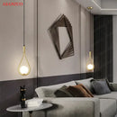 GobekUsa Glass Ball Brass Pendant Light - Nordic Bedroom Simple Home Decor