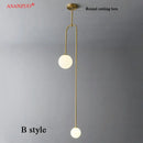GobekUsa Glass Ball Brass Pendant Lights LED for Restaurant and Bedroom Lighting