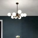 GobekUsa Glass Ball Chandelier - Art Deco Black Pendant Lighting for Home Dining Room
