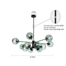 GobekUsa Glass Ball Chandelier - Art Deco Black Pendant Lighting for Home Dining Room