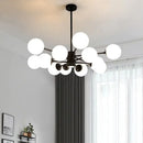 GobekUsa Glass Ball Chandelier - Art Deco Black Pendant Lighting for Home Dining Room