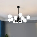 GobekUsa Glass Ball Chandelier - Art Deco Black Pendant Lighting for Home Dining Room