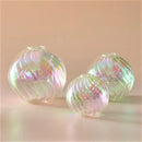 Iridescent peach ribbed glass ball vases living room decor