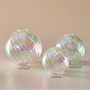 Iridescent peach ribbed glass ball vases living room decor