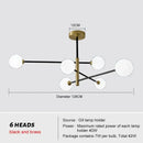 GobekUsa Glass Brass Chandelier: Nordic Modern Pendant Lights for Home, Living Room, Bedroom, Restaurant